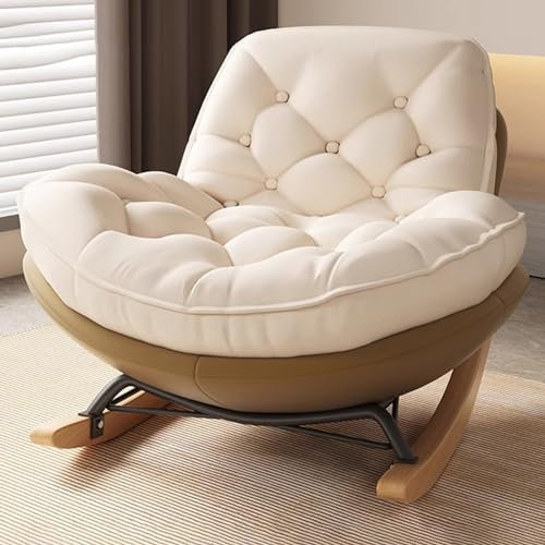 Gelber Schaukelstuhl für drinnen und draußen, mit übergroßem Kissen, bequeme, moderne Lounge-Wippe für Veranda, Schlafzimmer, Wohnzimmer, Ei, Lesestuhl für ultimativen Komfort