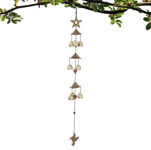 ycezw Campanelli a, portafortuna - ambiente giardino, lega di rame, 3 strati e 9 campane, decorazione del portafortuna per il balcone