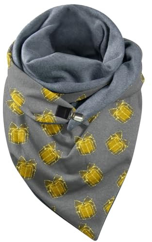 Winterschal Damen Dreieckstücher Damen Baumwolle-Dreieckschal Vintage Warm Winterschal Blumen Frauen Halstuch Herbst Winter Muster Mit Knopf Elegant Weich Dreieckstuch Übergroßer Weich Scarf Poncho