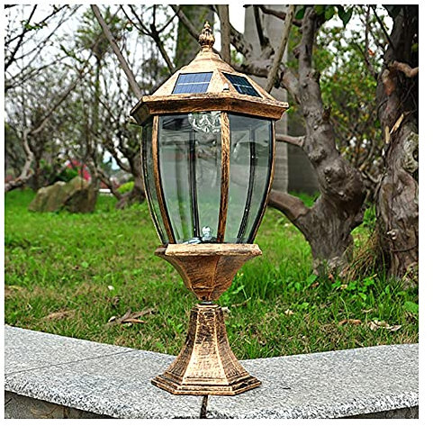 Solar Bewegungssensor LED Pfostenkappen Licht für Außen Garten IP65 Wasserdicht Moderne Laterne für Terrasse Zaun Villa Tor Säule Warmweiß Messing Säulenlampe