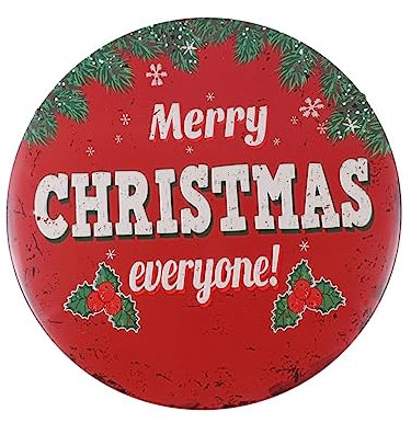Alipis Metall-blechschild Aufhänger-tag Runde Wandplakette Bedruckt Mit Frohe Weihnachten Deko-tag Mit Seil Zum Aufhängen Für Heimdekoration Bar