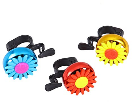 iplusmile Campanello per Bicicletta a Fiore Girasole 3 Pezzi in Lega di Alluminio Suono Forte per Bici, Scooter e Mountain Bike, Facile da Installare per Sicurezza in Strada e Sentieri