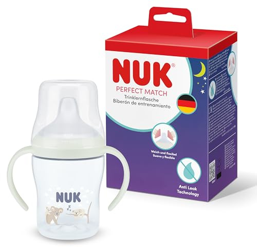 NUK Perfect Match Nuit Tasse d’apprentissage | 6+ mois | 150 ml | Tasse anti-fuite pour bébés | Poignées antidérapantes | Brille dans le noir | Koala | Lot de 1