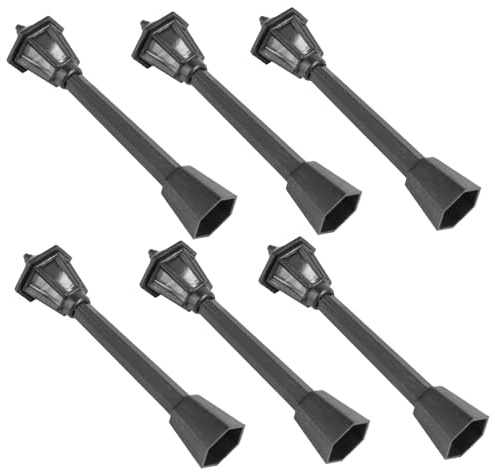 FRCOLOR 6pezzi Mini Lampioni Modellismo in Nera Luci Modellini Stradali Ornamentali Per Micro Paesaggi Giardino e Casa Delle Bambole