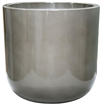 Gardening Naturally Grey Glazed Effect Plant Pot Indoor and Outdoor Large Plant Pot with Ceramic Look Lightweight Polyresin Frost Resistant UV Stabilised D:55.5cm x H:54 cm