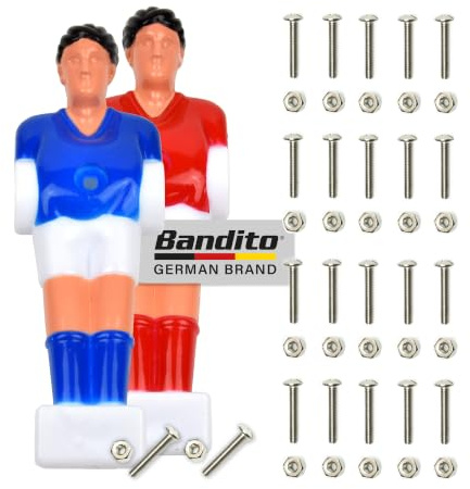 Bandito 22 St. Kickerschrauben mit Mutter für Tischkicker Stangen mit Ø 13 mm, Edelstahl Ersatzschrauben passend für alle gängigen Kickertisch Spielfiguren, Länge 22 mm