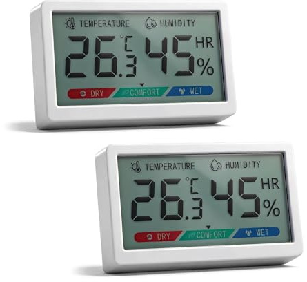 Chatthen Thermometre Interieur, Digital Hygrometre Interieur de Bureau avec Moniteur de Température et d'humidité, Thermomètre d'ambiance à jauge d'humidité précise, 3 Packs
