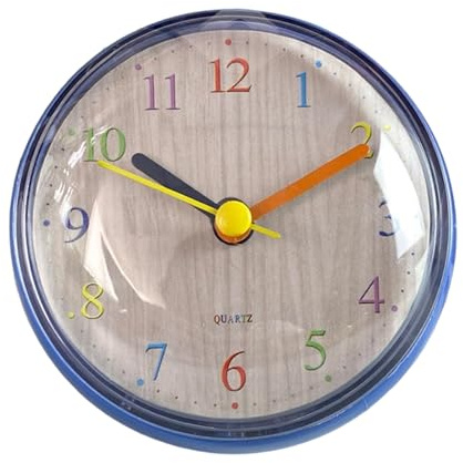 CHIZISX Reloj de pared pequeño impermeable para baño, ducha, con ventosa fuerte, instalación adhesiva para azulejos, decoración de cocina, reloj de ventosa fuerte