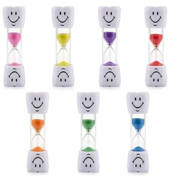 Set de 7 Relojes de Arena Coloridos para Niños - Temporizador de 3 Minutos para Cepillado de Dientes, Juegos, Cocina y Decoración, con 7 Diseños Diferentes para Cada Día de la Semana