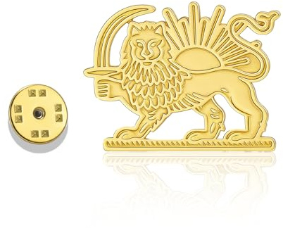 Iranische Anstecknadeln aus Edelstahl mit Löwe und Sonne Shir Khorshid Pahlavi Brosche antiker iranischer persischer Schmuck