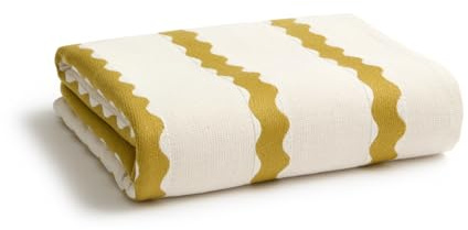 Christy Take Away Beach Towel | 160 cm x 90 cm | Large 340 GSM| Sand Free | 100% Cotton |Ochre Yellow