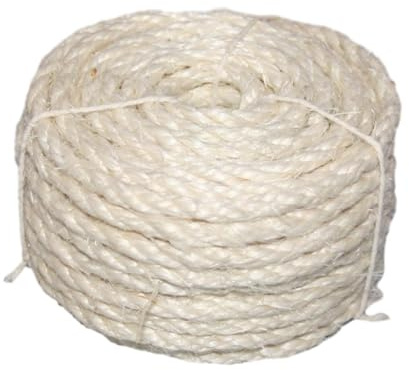 Ailan Robust Sisal Rope Cat Scratching Post Twine Length Suitable For Interactive Toy And Home Craft Projects Twisted Cord Wrapper Jute Rope Decoration Macrame, White, 6mmx20m