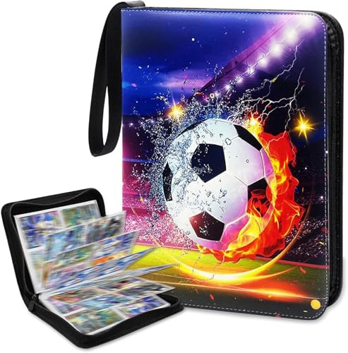 Sammelalbum Fußball Karten 50 Seiten 900 Karten,Fussball Karten Sammelalbum Tragbar Wasserdicht PU Transparent mit Reißverschluss,für Sammlung von Spielkarten,Geschenkkarten