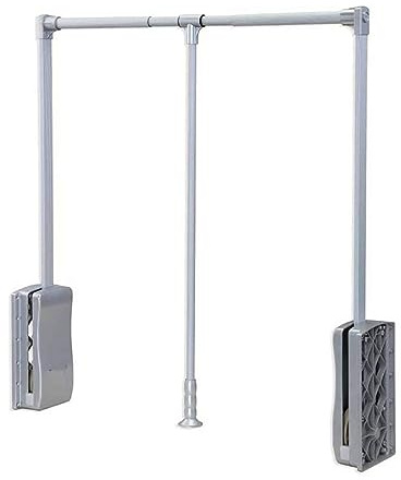 ISCBAFYX Ausziehbare verschiebbare Kleiderschrankstange – herunterziehbare Kleiderstange aus Aluminium, Kleiderbügel mit Verstellbarer Breite, Soft-Close-Dämpfer, trägt 30 kg, perfekt für