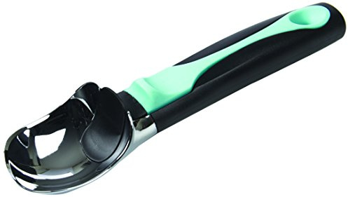 BIRAMBEAU - B.BAD - Cuillère à Glace avec Poussoir - Nylon & Silicone - Couleur : Noir & Turquoise - Idéal Glace et Sorbet - Service Facile, Verte