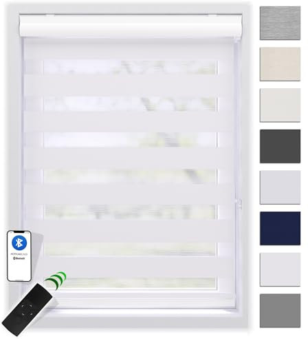 EFIXS Doppelrollo mit Kassette 40 x 175 cm (BxH) in Weiss/Duo Rollo mit Premium-Unterschiene/Doppelrollo zum Bohren in den Breiten 40-220 cm