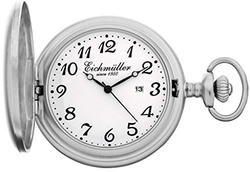 Eichmüller Taschenuhr Kette Analog Datumanzeige Sackuhr Quarz silberfarben glänzend 35167