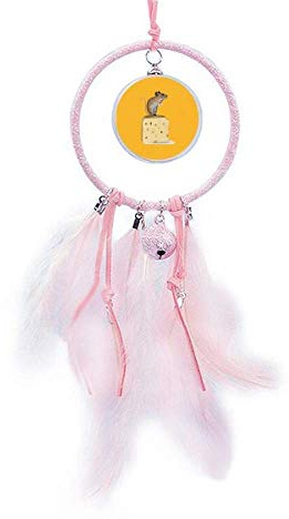 OFFbb-USA Mouse Cheese Outline Icon Overlooking Dream Catcher Small Bell Bedroom Decor