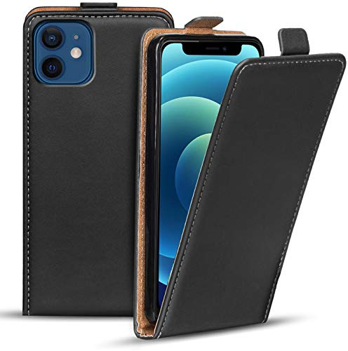 Verco Flip Cover per iPhone 12 Mini, Custodia verticale Flip Case compatibile con Apple iPhone 12 Mini (5.4 pollice), Nero