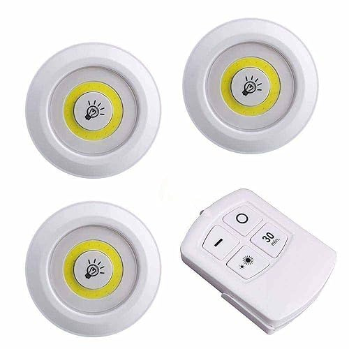 Vetrineinrete® luce led per armadio 3 pz punti luce a pressione push con adesivi a batteria dimmerabile con telecomando C79 Bianco