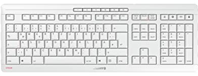 CHERRY STREAM DESKTOP RECHARGE, Kabelloses Tastatur-Maus-Set, Deutsches Layout (QWERTZ), 2,4 GHz Funk, Leiser Tastenanschlag, Wiederaufladbar, Weiß-Grau