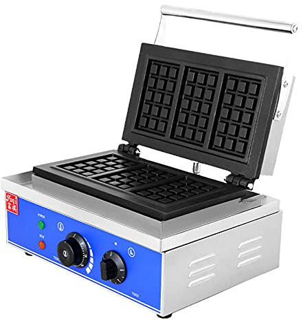 KELUNIS 1550W Commercial Waffle Maker Machine, Nonstick Electric Waffle Iron with Temperature And Time Control, 3 Pcs/10 Pcs 1 Time, Stainless Steel,A