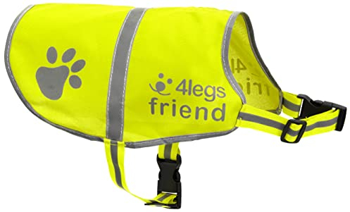 Yellow Dog Safety Reflective Lightweight Vest with Leash Hole 5 Sizes - Snap Lock Buckle Straps, High Visibility for Outdoor Activity Day and Night, Keep Your Dog Safe from Cars & Hunting Accidents