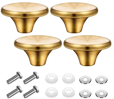 HANQ Dutch Oven Knöpfe aus Edelstahl, kompatibel mit Le Creuset, Aldi, Lodge Griffe für emaillierten Gusseisen-Topfdeckel, goldfarben, 4 Stück