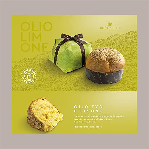 LUCGEL Srl 1 Kg Panettone Olio Evo e Scorzette Limone Candite Bonfissuto