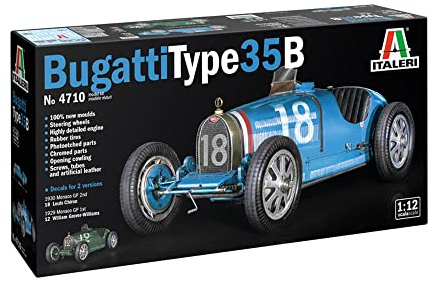 Italeri 4710S 1:12 Bugatti Type 35B - Modellbau, Bausatz, Standmodellbau, Basteln, Hobby, Kleben, Plastikbausatz, detailgetreu, Unlackiert