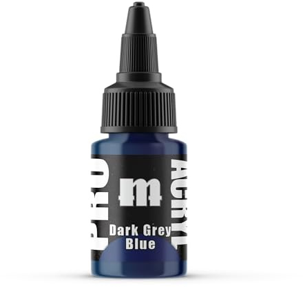 Monument Hobbies 014-Pro Acryl Dark Grey Blue Acrylic Model Paints for Plastic Models - Miniature Painting, no-clog cap, comes loaded with glass agitator