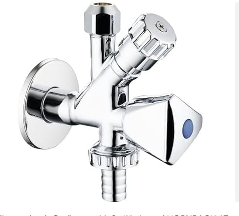 Vancoco Universal Kombi-Eckventil G1/2 Zoll Doppelt DN 15 Spülmaschinen- & Waschmaschinenanschluss 2 in 1 mit 2 COMFORT-Griffe Und Selbstdichtend