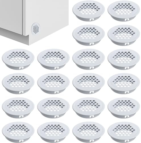 TYFYH 20 Pcs Rejilla de Ventilación Redondo 35 mm Rejillas de Ventilacion de Acero Inoxidable, Blancas Rejilla Ventilacion, Rejillas Ventilacion para Ventilación de Cocina Baño Armario