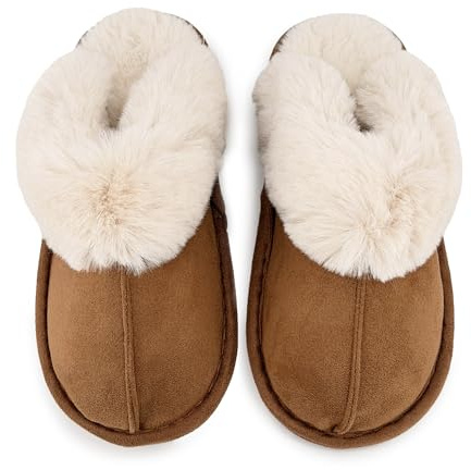 JOMIX Ciabatte Donna Invernali Pelose Calde Effetto Camoscio con Fodera in Pelliccia Sintetica Pantofole Casa Inverno da Ragazza Soletta Morbida Antiscivolo e Silenziosa Momery Foam X005 Khaki 39