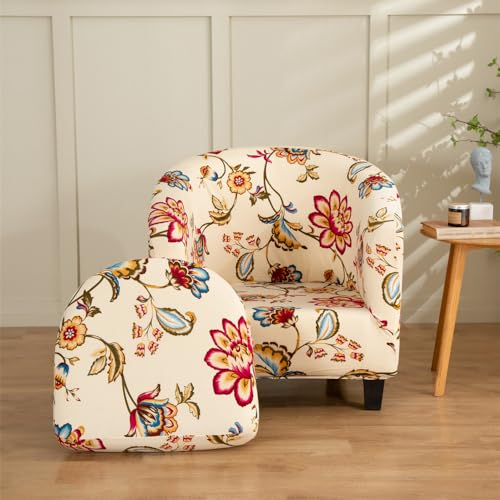 Morbuy Sesselbezug Stretch, 2er Set Sessel Überzug Universal Sesselhussen Waschbar Sesselüberzug Hussen Cocktailsessel Clubsessel Überzug - Weich, Elastisch (Blume)