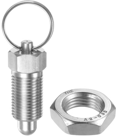 sourcing map Spring Plunger with Pull Ring M16x1.5 Thread Size 0.96 Thread Length Pin Dia.10mm Round Head Stainless Steel Non-Locking Retractable Index Plunger for Industrial Equipment