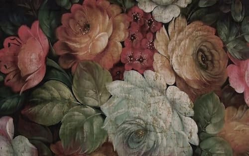 Fototapete Blumen 3D Tapeten 3D Effekt Wohnzimmer Schlafzimmer Vliestapete Vintage Handgemalte Blumen Rosen Natur Grau Graffiti Steinoptik Kinder Tapeten