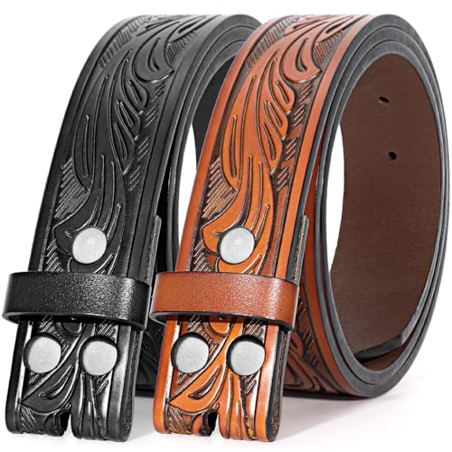 BELTROAD 2 Pack Western Ledergürtel Riemen für Männer Frauen Cowboy Cowgirl western gürtel herren für Jeans Geschenk Gürtel ohne Schnalle wechselgürtel