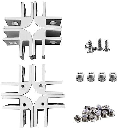 Naqqios Brasero de Aluminio Wind - Cuenco de Fuego, Mejor brasero Exterior | Kit de Conectores de Esquina de Vidrio de 5/16 Pulgadas, Juego de 8 Esquinas con Cuatro Bases Antideslizantes de aleación