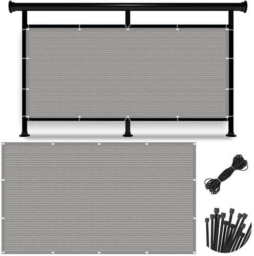 Sichtschutz Zaun 180 x 850 cm Schützt Privatsphäre, Schnelltrocknend, Reißfest, Atmungsaktiv mit Ösen Sichtschutzmatte Balkonbespannung, für Balkon Garten, Hellgrau
