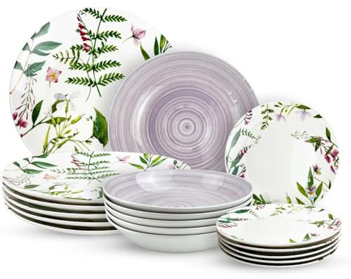 Servizio di Piatti da Tavola in Porcellana Reve 18 Pezzi