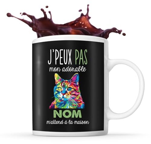 Planetee Tasse pop art prénom personnalisé - Mug Cadeau Personnalisé Homme Femme Original pour Propriétaire de Chaton - Cat lover (Manx)