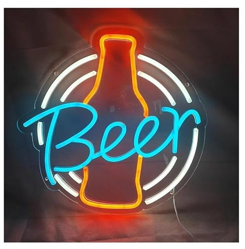 LEMST Sign Lamp Beer Neon Light Sign Lighted Beer Signs Neon Signs Bar Pub Recreation Neon Lamp Wall Decorative Sign 13.78inx13.78in
