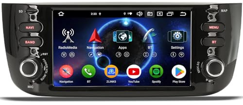 Erisin 8-Core Android 14 4GB+64GB Autoradio per Fiat Grande Punto Linea IPS Schermo tattile GPS Navigatore Auto Senza fili CarPlay Android Auto WiFi DAB+ Bluetooth 5.0 DSP