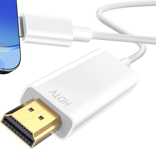 Obllemn HDMI Cable for iPhone to TV, 2M, Supports 1080P HD, Compatible with iPhone 14/13/12/11/X/XR/XS/8/7/6 Plus/5/5S/5C/SE 2020, Pad/Pod, iOS 13 and Earlier