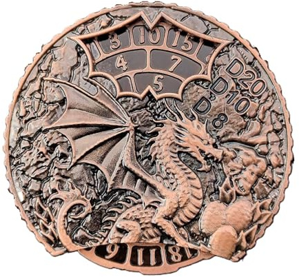 7 in 1 Fidget Spinner Würfel Set für DND, Neuheit Winged Flying Dragon Metal Roulette D&D Würfel mit Geschenkbox, Dungeons und Drachen RPG Rollenspiel Würfel Bronze