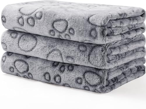 luciphia 3 Pezzi Coperta per Cane/Gatto Lavabile Soffice Durevole, Morbida e Calda Flanella,Amore Zampa,Small (60 * 40cm)