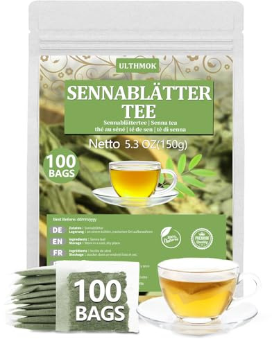 Sennablättertee - Abführmitteltee | Kräutertee,Senna Leaf Tea 100 Teebeutel | Hergestellt aus 100% natürlichen Sennesblättern, ohne Zusatzstoffe und koffeinfrei.