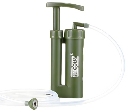 Portable Water Filter, Survival Pump Water Purification, with RO Membrane (0.0001 Micron)—Removing 99.999% of The Tested microorganisms—for Hiking, Camping, Emergency, and Outdoor Activities.
