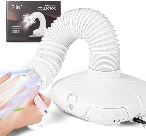 130W Nagelstaub-Sammelmaschine, Nagelstaubsauger mit LED-Licht und 360° flexiblem Schlauch: 3-stufig einstellbare Absaugung, ultraleise für staubfreie Maniküre, Pediküre
